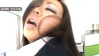 Japanese Office Worker With A Curvy Buttocks Rides Backwards On Top
